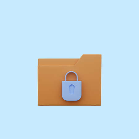 3d illustration of folder with padlockの写真素材