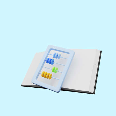 3d illustration of book with abacus
