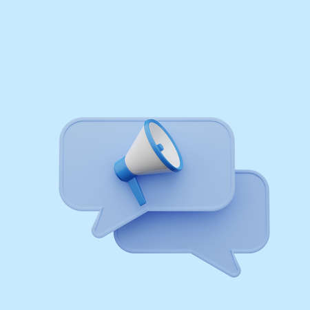 3d illustration of chat icon with megaphoneの写真素材