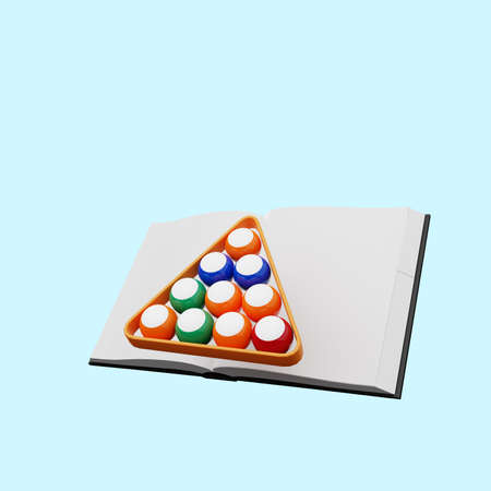 3d illustration of book with billiard ball