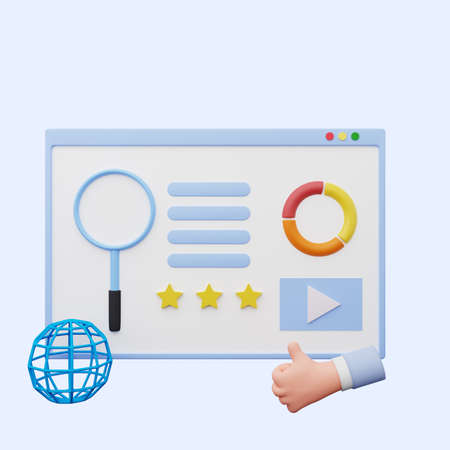 3d illustration of data analysis report