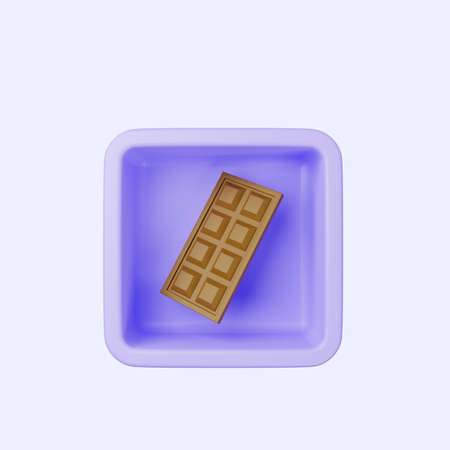 3d illustration of simple icon chocolate on cube