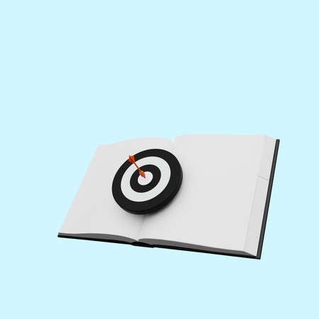 3d illustration of book with dart on targetの写真素材