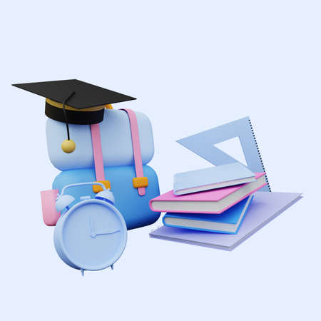 3d illustration of education back to schoolの写真素材