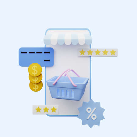 3d illustration of online shopの写真素材