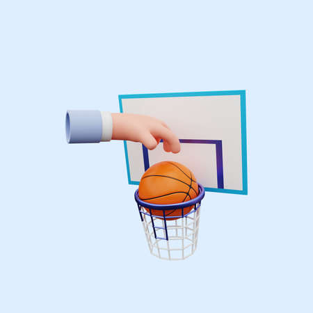 3d illustration of hand doing basketball ringの写真素材