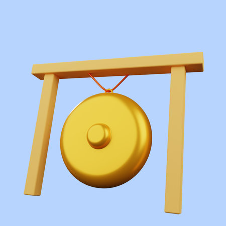 3d illustration of simple object music instrumental gongの写真素材