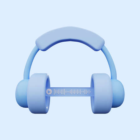 3d illustration of headset with voice noteの写真素材