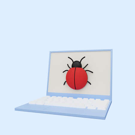 3d illustration of laptop with bug