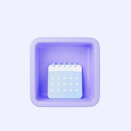 3d illustration of simple icon calendar on cubeの写真素材