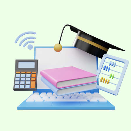 3d illustration of online education