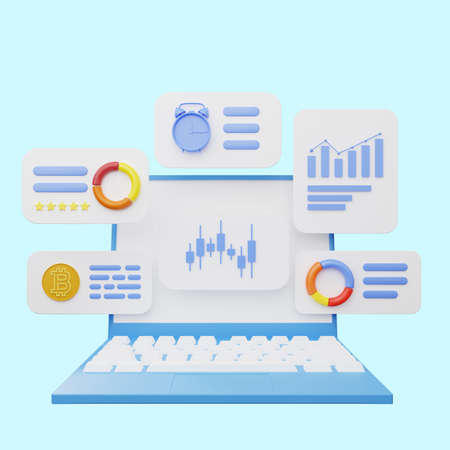3d illustration of user interface on laptop