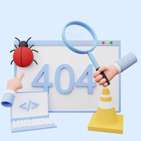 3d illustration of web illustration error 404の写真素材