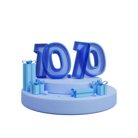 3d illustration of discount 1010 on podium