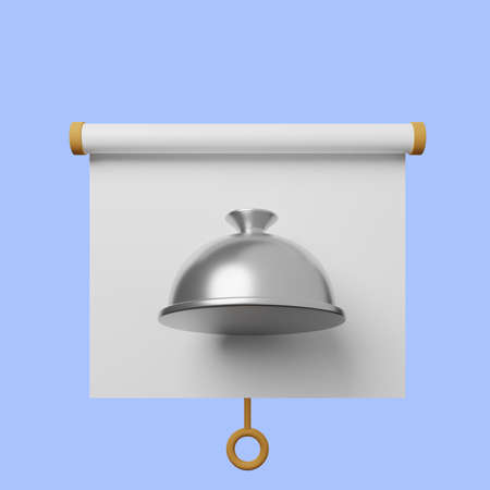 3d illustration of simple object presentation board front view with food serving coverの写真素材