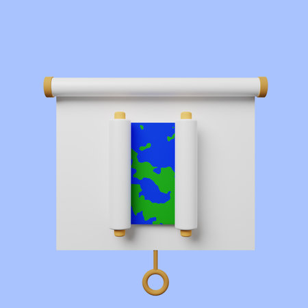 3d illustration of simple object presentation board front view with mapの写真素材
