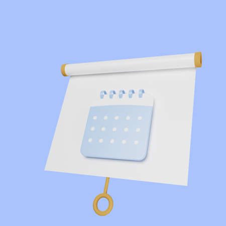 3d illustration of simple object presentation board slightly tilted with calendarの写真素材