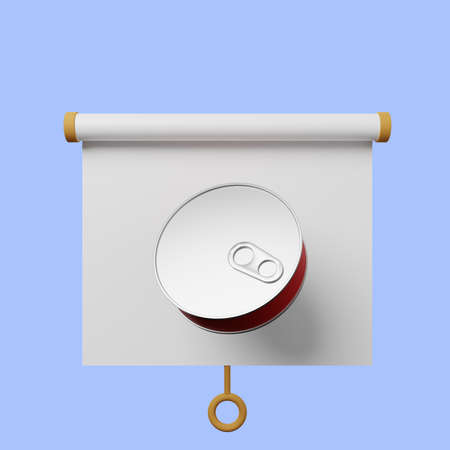 3d illustration of simple object presentation board front view with canned foodの写真素材