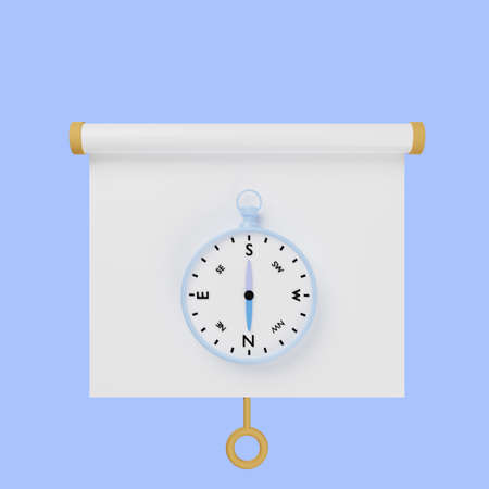3d illustration of simple object presentation board front view with compassの写真素材