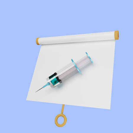 3d illustration of simple object presentation board slightly tilted view with injectionの写真素材