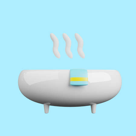3d illustration of simple object hot water tub with towelの写真素材