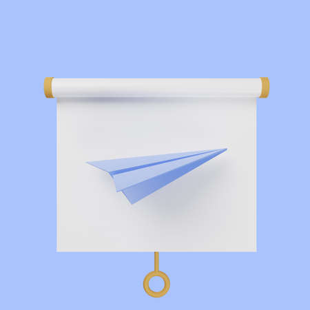 3d illustration of simple object presentation board front view with paper planesの写真素材