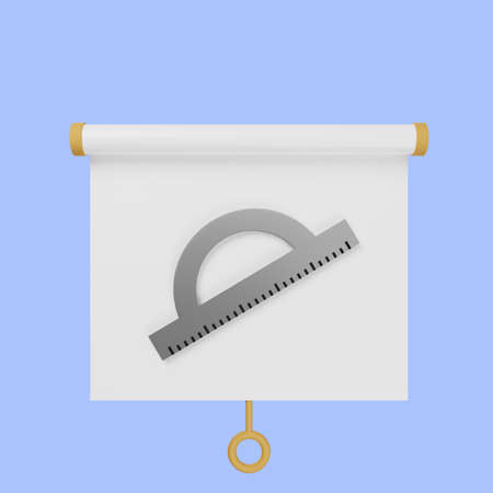 3d illustration of simple object presentation board front view with rulerの写真素材