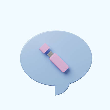 3d illustration chat bubble with flashdisk
