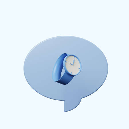 3d illustration chat bubble with watch