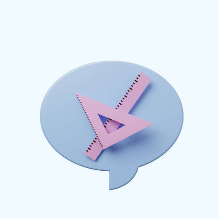 3d illustration chat bubble with ruler