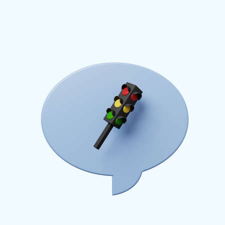 3d illustration chat bubble with traffic lampの写真素材