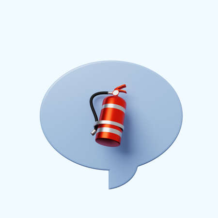 3d illustration chat bubble with fire extinguisherの写真素材