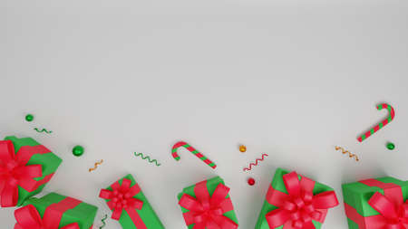 3d illustration merry christmas concept background with gift box