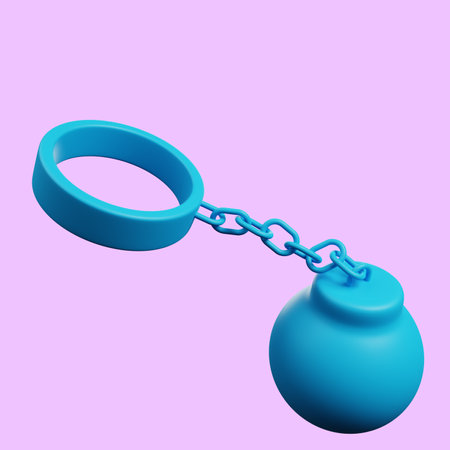 3d illustration of simple icon crime concept foot cuff ball
