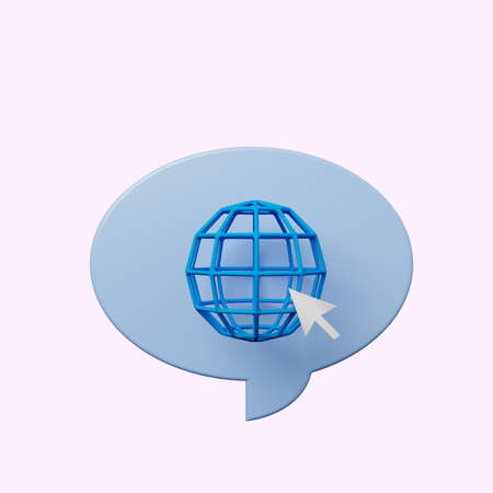 3d illustration chat bubble with internet icon