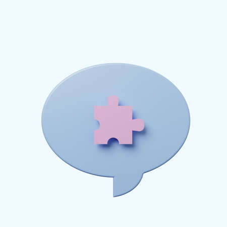 3d illustration chat bubble with puzzle pieceの写真素材