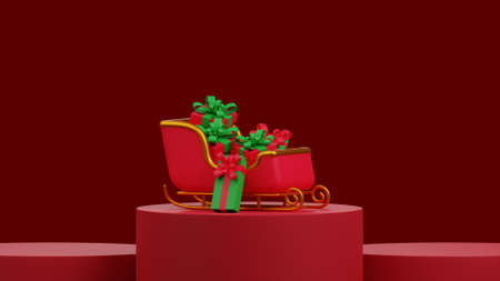 3d illustration merry christmas concept blank product podium display scene