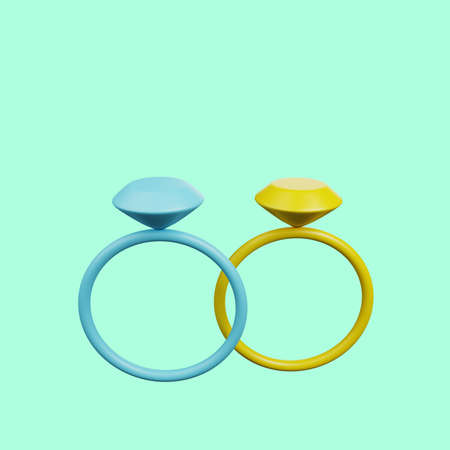 3d illustration simple icon beauty object ring diamondの写真素材
