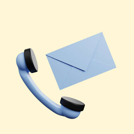 3d illustration of customer service concept telephone and envelopeの写真素材