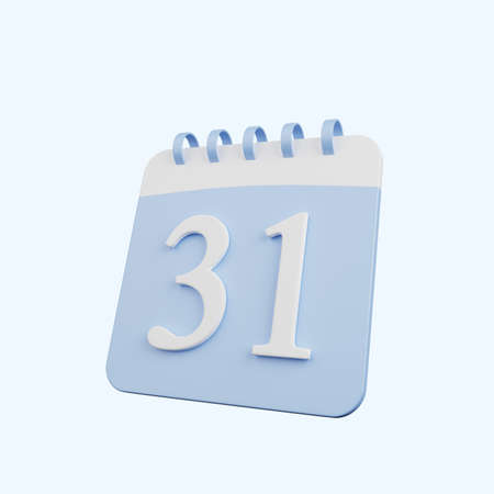 3d illustration of simple object calendar number date 31の写真素材