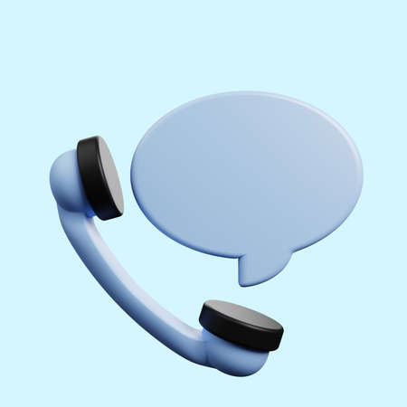 3d illustration of customer service concept telephone with chat bubbleの写真素材