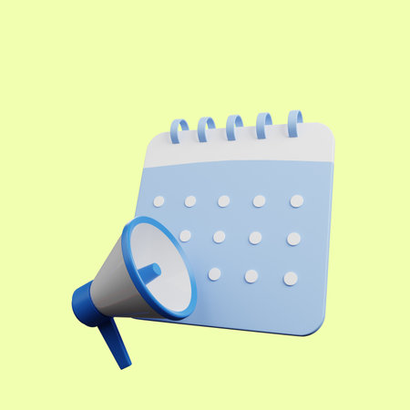 3d illustration of simple icon calendar and megaphoneの写真素材