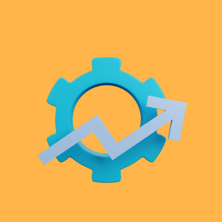 3d illustration of gear with graphの写真素材