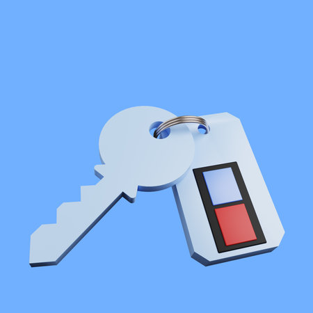 3d illustration of security concept key with remoteの写真素材