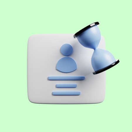 3d illustration of profile with time concept with sand clock