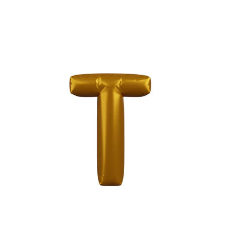 3d illustration of golden balloon concept alphabet tの写真素材