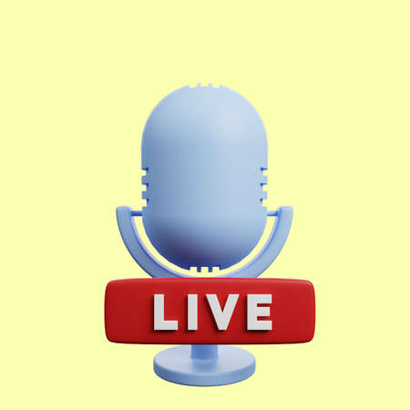 3d illustration of simple icon microphone and live icon