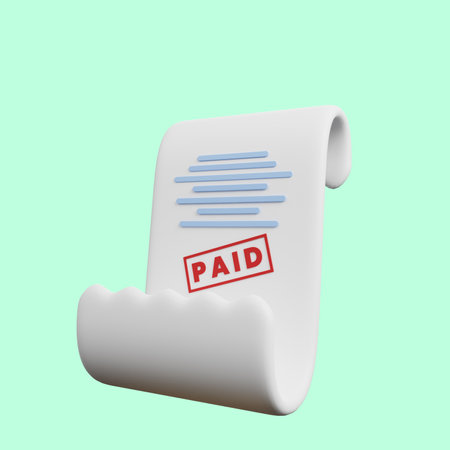 3d illustration of payment concept paid receiptの写真素材