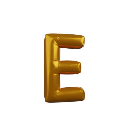 3d illustration of golden balloon concept alphabet eの写真素材