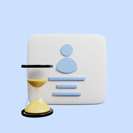 3d illustration of profile with time concept with sand clock